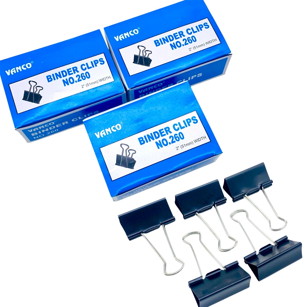 

(12 PCS) BINDER CLIP VANCO NO.260 BLACK (51mm) / PENJEPIT KERTAS / KLIP KERTAS