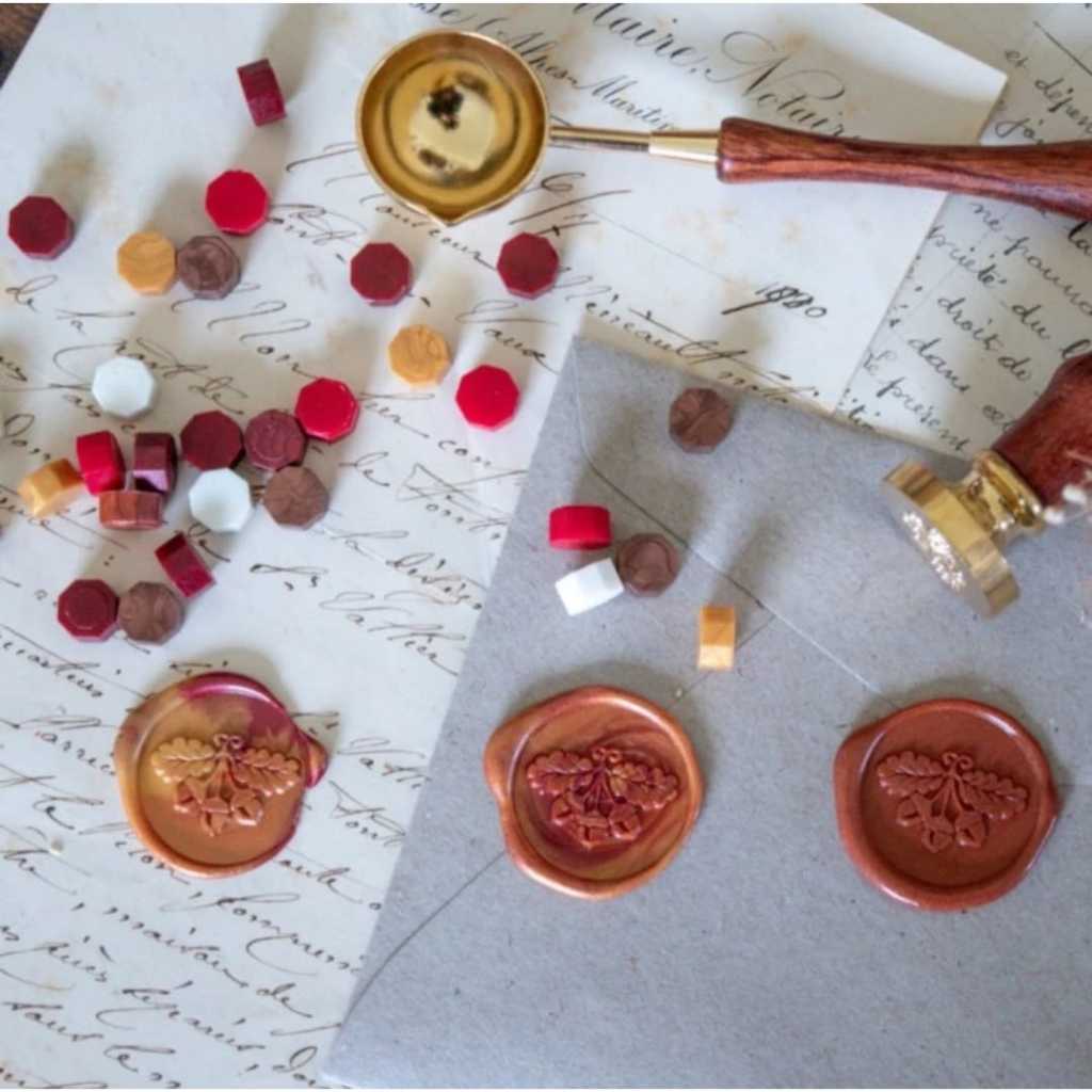 

Wax Seal Beads/ Stempel Undangan / Lilin Vintage Seal Wax Beads Metallic Octagon Seal Wax Butir 23-29