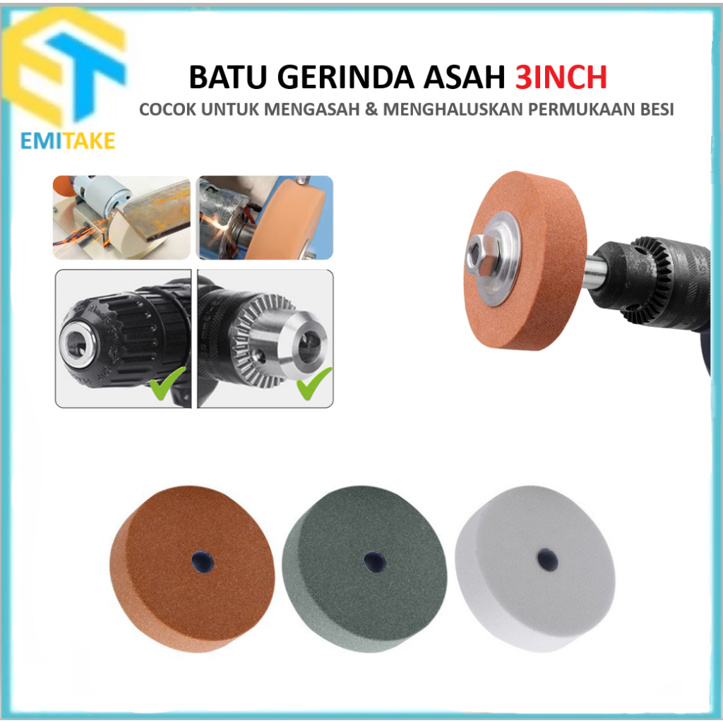 Batu Asah Gerinda 3inch Polishing Grinding Mata Gerinda Pengasah Besi Baja Logam Jadi Tajam