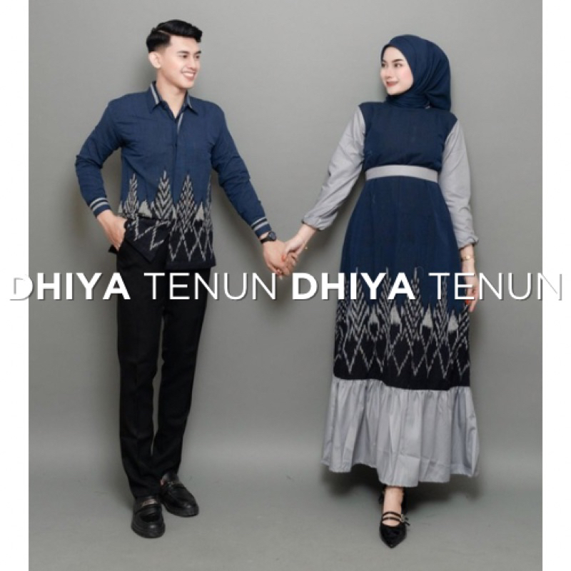 couple cemara navy set couple tenun etnik baju tenun couple set keluarga