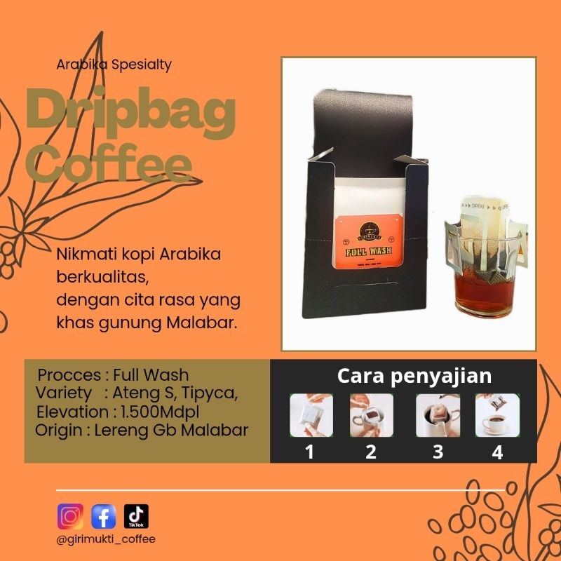 

Drip Bag Coffee Arabika Spesialty Proses Full wash Isi (5 & 10pcs)