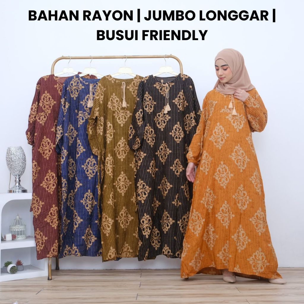 [Emmus Bazaar] Gamis Daster Kayla Nursing Dress - Jumbo, Rayon Premium, Adem & Busui Friendly