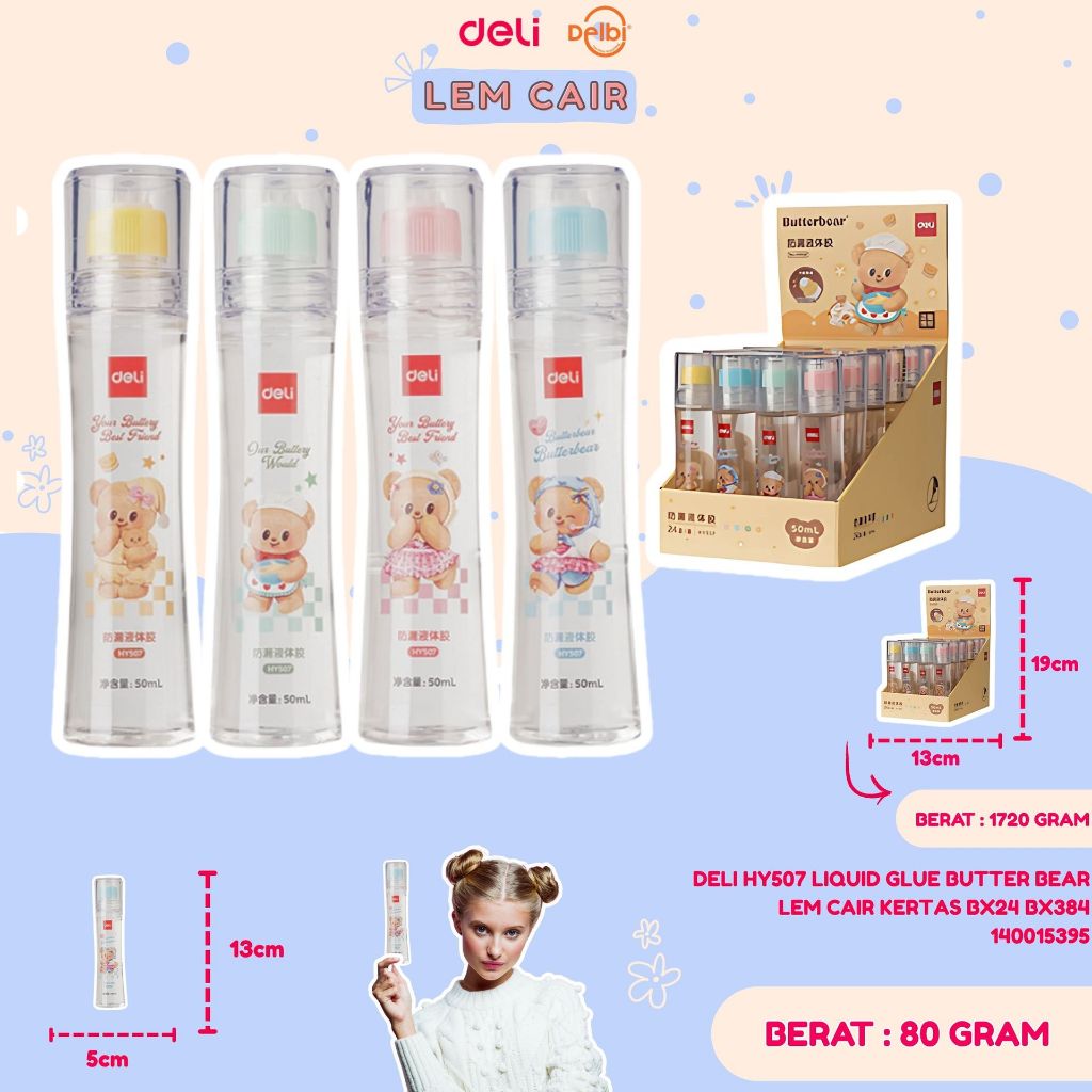 

DELI HY507 LIQUID GLUE BUTTER BEAR LEM CAIR KERTAS