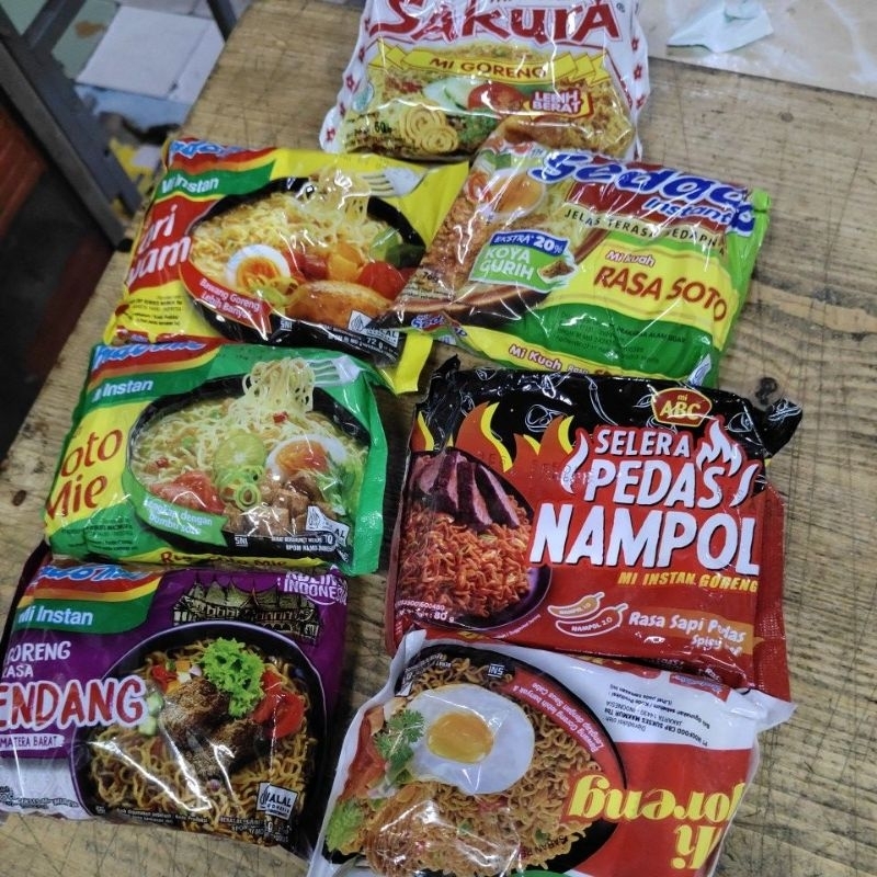 

INDOMIE (PAKET 5 BUNGKUS) SOTO,MIE GORENG,MIE SEDAP,MIE SAKURA