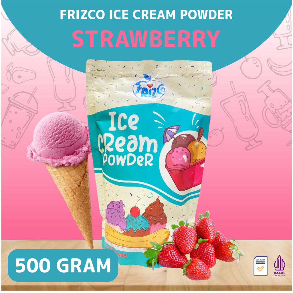 

Bubuk Es Krim Hard Ice Cream Frizco Rasa Strawberry 500 Gram