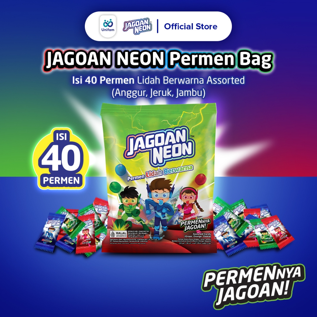

Jagoan Neon Permen Warna Rasa Buah - Fruit Candy 1 Bag (Isi 40 Pcs)
