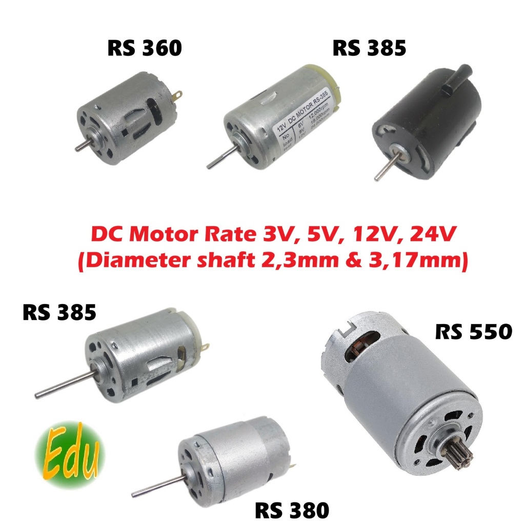 Dinamo Motor DC Mini RS360 RS380 RS385 RS390 RS545 RS550 3V 5V 12V 21V DIY Aplikasi Mainan  Arduino 