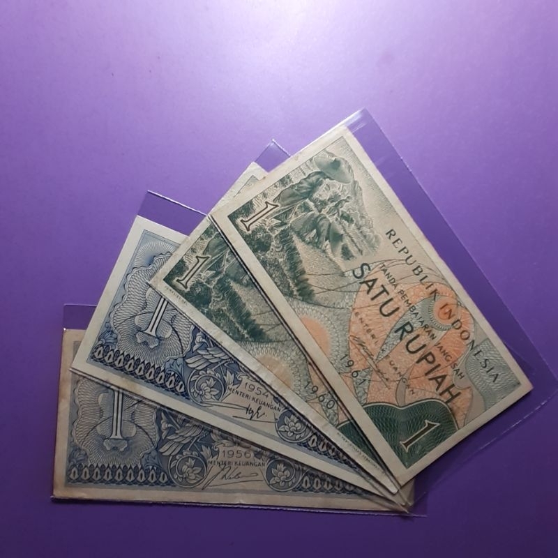 uang kuno set 1 rupiah tahun 1960,1961,1956,1954