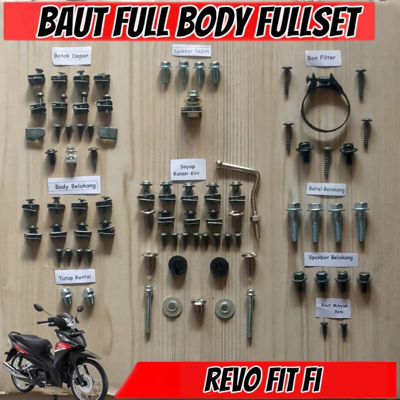 Baut Full Set Cover Body Honda Revo Fit 110 FI PGM-FI / Baut Full Body Revo fit fi Lengkap