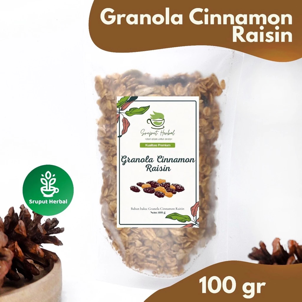 

100gr Granola Cinnamon Raisin Premium Berkualitas 100% Sruput Herbal