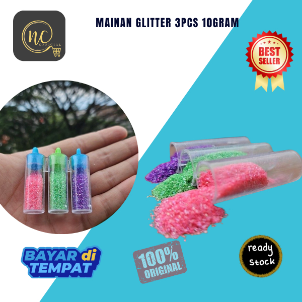 Mainan Glitter 3pcs 10gram / gliter / bubuk Glitter / serbuk glitter Toys