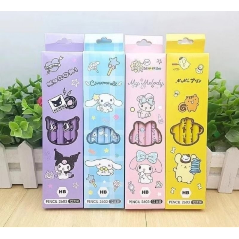

Pensil Tulis HB PREMIUM Sanrio 1Box Isi 12Pcs / Alat Tulis Anak Kuromi Melody Cinnamorol