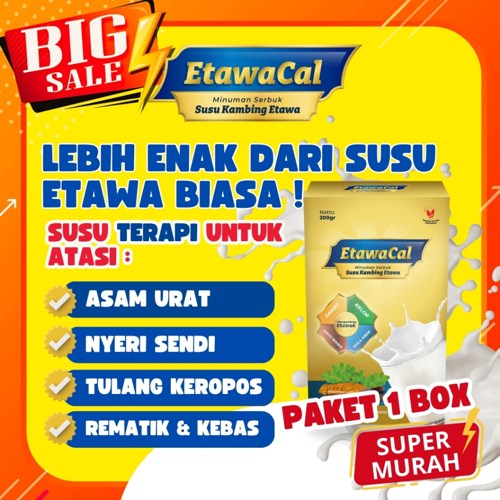 

Etawacal - Susu Etawa Original Atasi Nyeri Sendi Kolesterol Asam Urat Sakit Pinggang Tulang Keropos