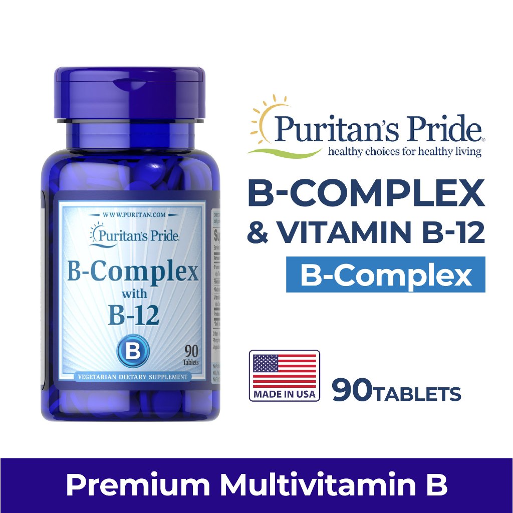 Puritan Pride Vitamin B Complex with Vitamin B12 90 Tablet Permium Multivitamin B