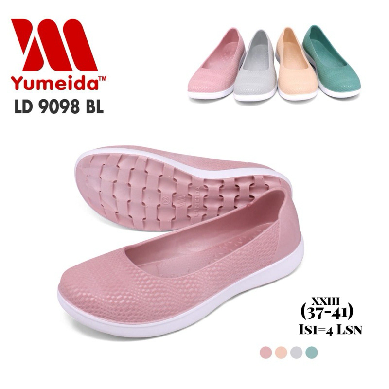 Sepatu Wanita Slip On Yumeida Karet LD 9098 Trendy YUMEIDA 9098 BL SIZE 37-41 / pansus kerja wanita 
