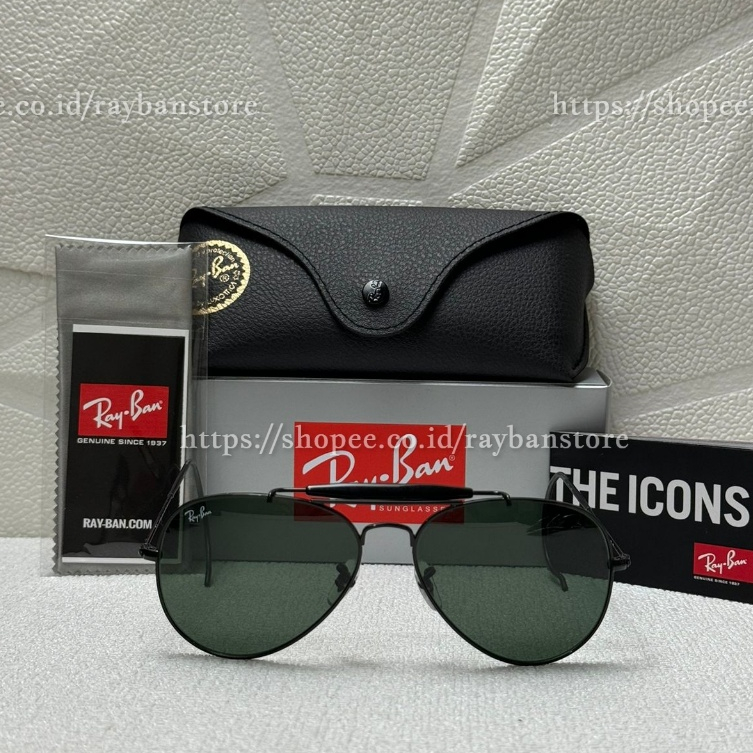 Kacamata Rayban Outdoorsman RB3030 Black Lens Green Original