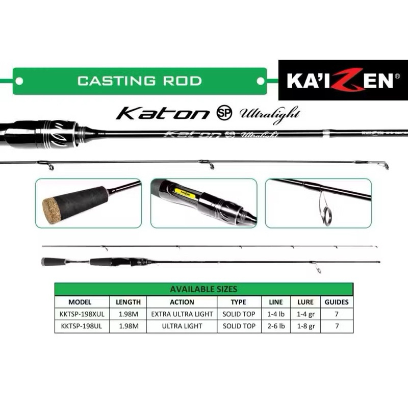 Joran UL Kaizen Katon Spinning 198 UL Solid Carbon Casting Rod