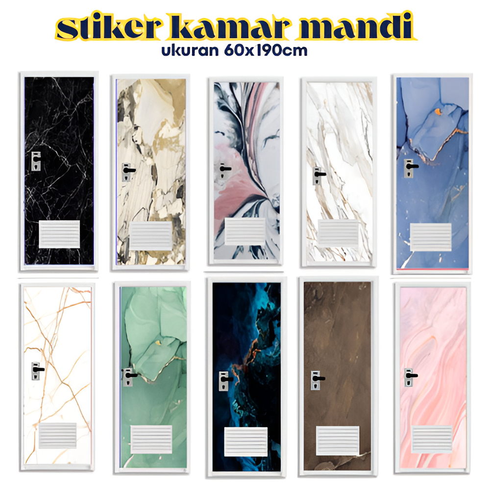 Termurah.. Stiker pintu kamar mandi motif Marmer