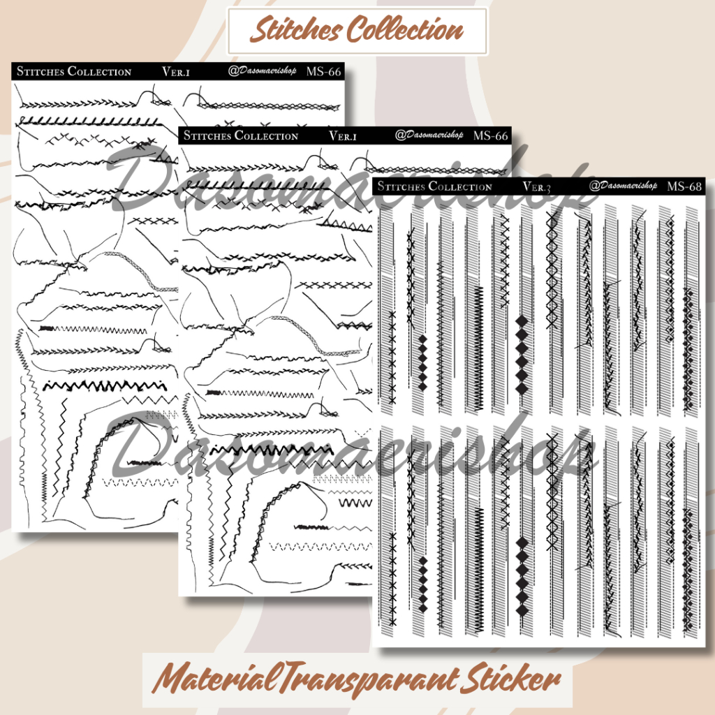

Sticker Sheet Aesthetic Stitches Collection Stiker Jahitan Dekorasi Journaling Scrapbook handmade by dasomaerishop
