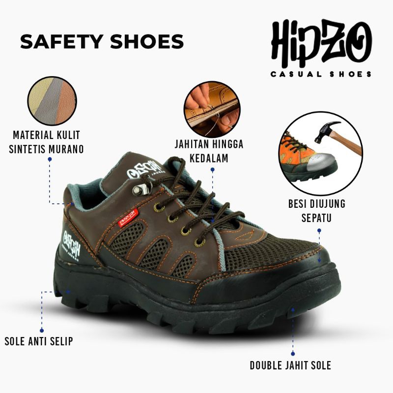 HIPZO Safety Boots Ujung Besi pria