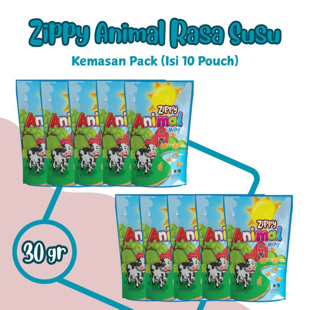 

ZIPPY ANIMAL RASA SUSU Biskuit Kemasan Pack - Isi 10 pcs