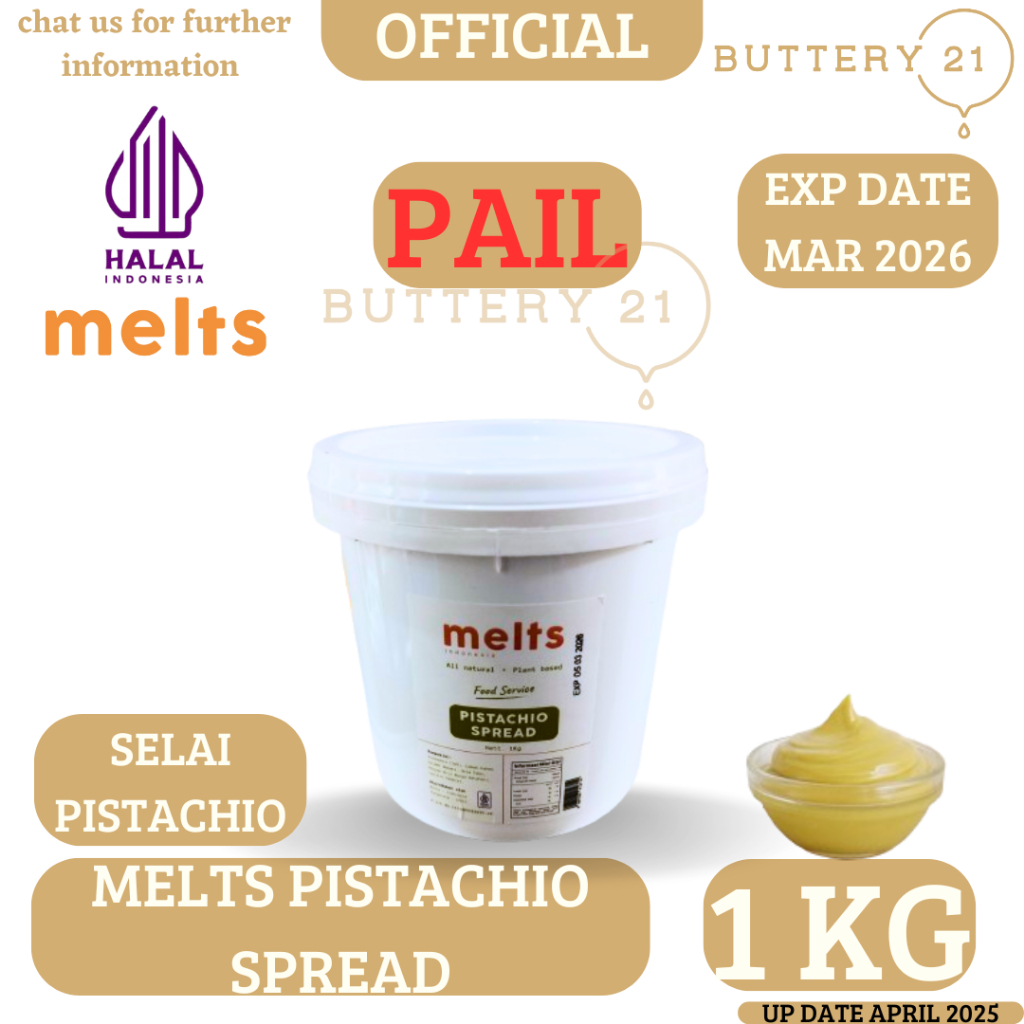 

MELTS PISTACHIO SPREAD 1 KG/SELAI PISTACHIO/PISTACHIO MELTS