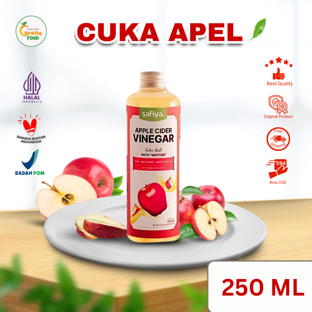 

Safiya Cuka Apel 250 ML Apple Cider Vinegar With Mother 100% Asli