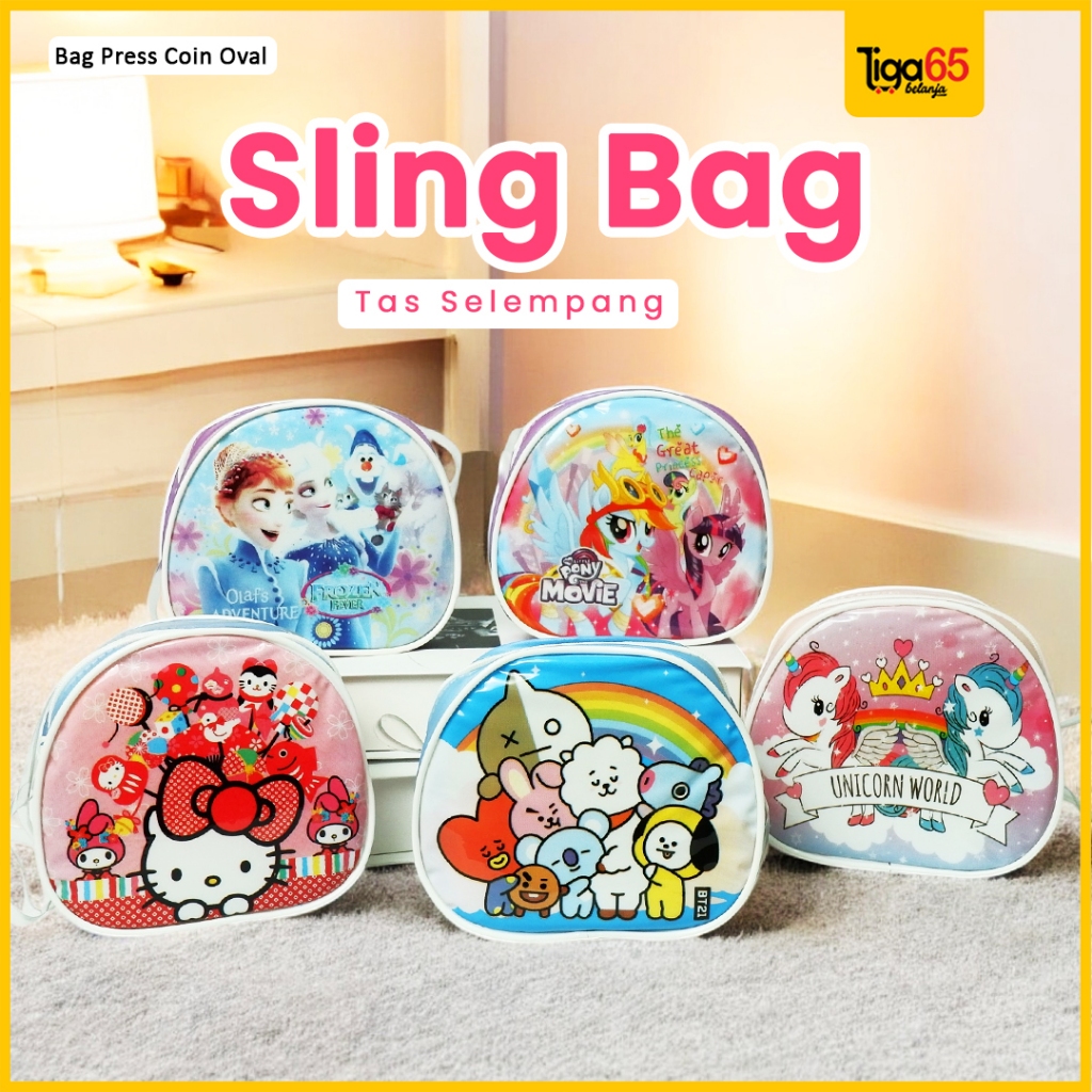 Tas Selempang Anak Sling Bag Anak Tas Selempang Karakter Anak Perempuan Bag Press Coin Oval