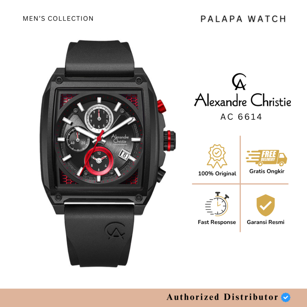Jam Tangan Pria Alexandre Christie AC 6614 / AC6614 Rubber Original Garansi 1 Tahun