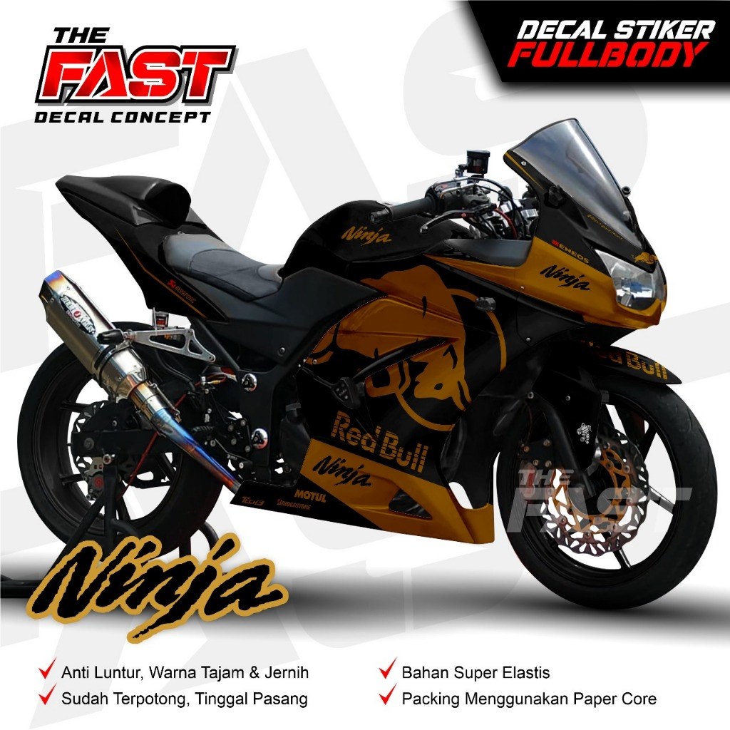 TERBARU Decal Ninja Karbu 250 Fullbody Stiker Sticker Full Body Redbull Kawasaki Ninja Karbu 250 CC 