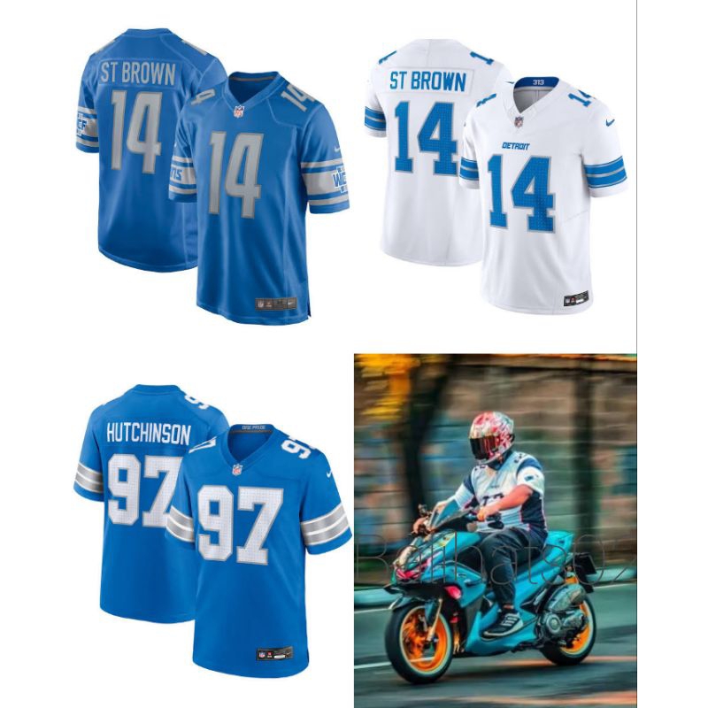 BIG SIZE 6XL 7XL JERSEY NFL BARU DETROIT LIONS GRADE ORI ST BROWN HUTCHISON FOOTBALL JERSEY NFL TERL