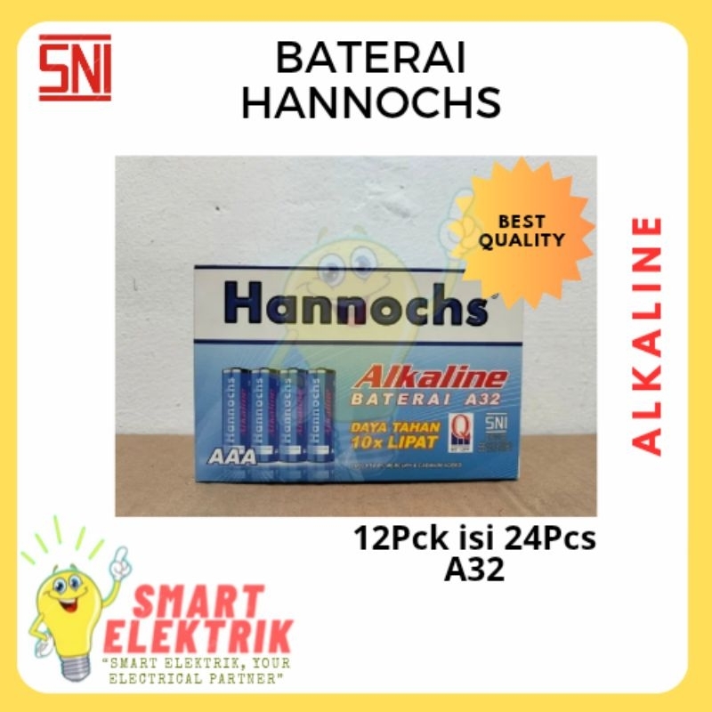 HANNOCHS ALKALINE - Baterai AAA [ A32 ] / Batu Battery Alkaline / Batu Batrei Isi 12Pack