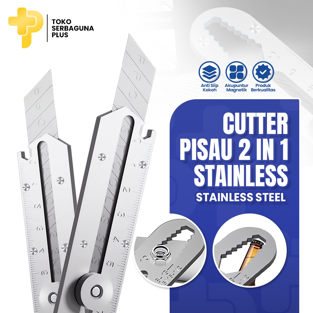 

Pisau Cutter Stainless Steel Silet Tajam Pemotong Kertas Multifungsi Utility Knife Anti Karat