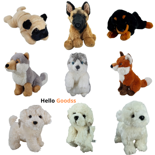 Boneka Binatang Anjing Puddle Maltese PomPom Bulldog Herder  Rottweiler Husky Serigala Wolf Fox cute