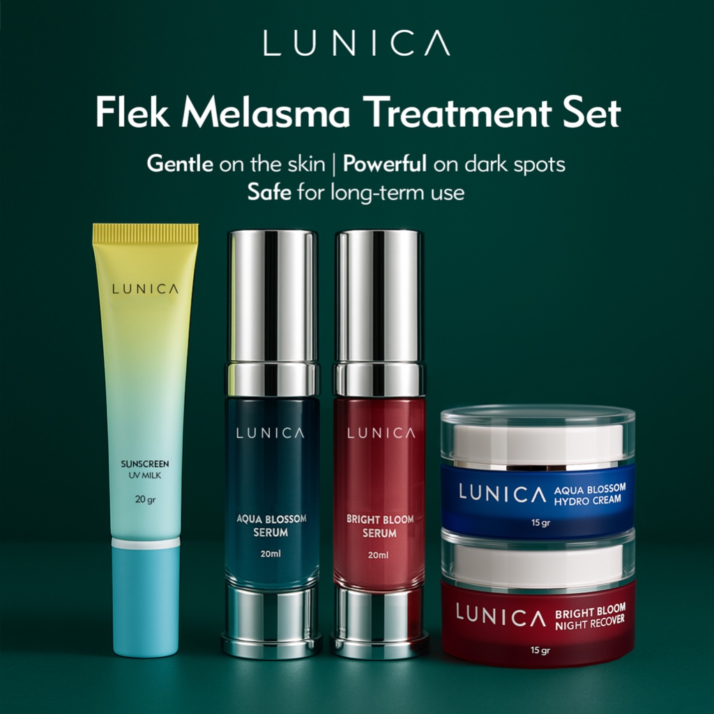 #GOODBYE FLEK & BEKAS JERAWAT Maintaining Set | LUNICA Bright Bloom Serum + Cream | Aqua Blossom Ser