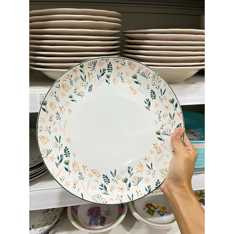 SATUAN PIRING SAJI BULAT KERAMIK MOTIF BUNGA/PIRING MAKAN/PIRING SAJI KUE KERAMIK SERBAGUNA TEBAL