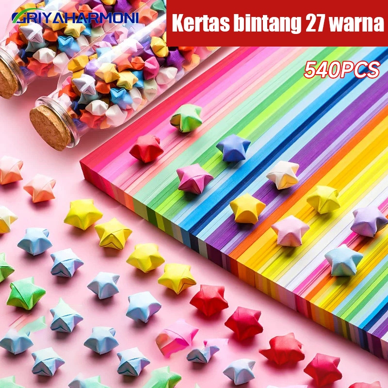 

Origami Star Paper 540 Lembar Kertas Origami Origami Bintang Warna