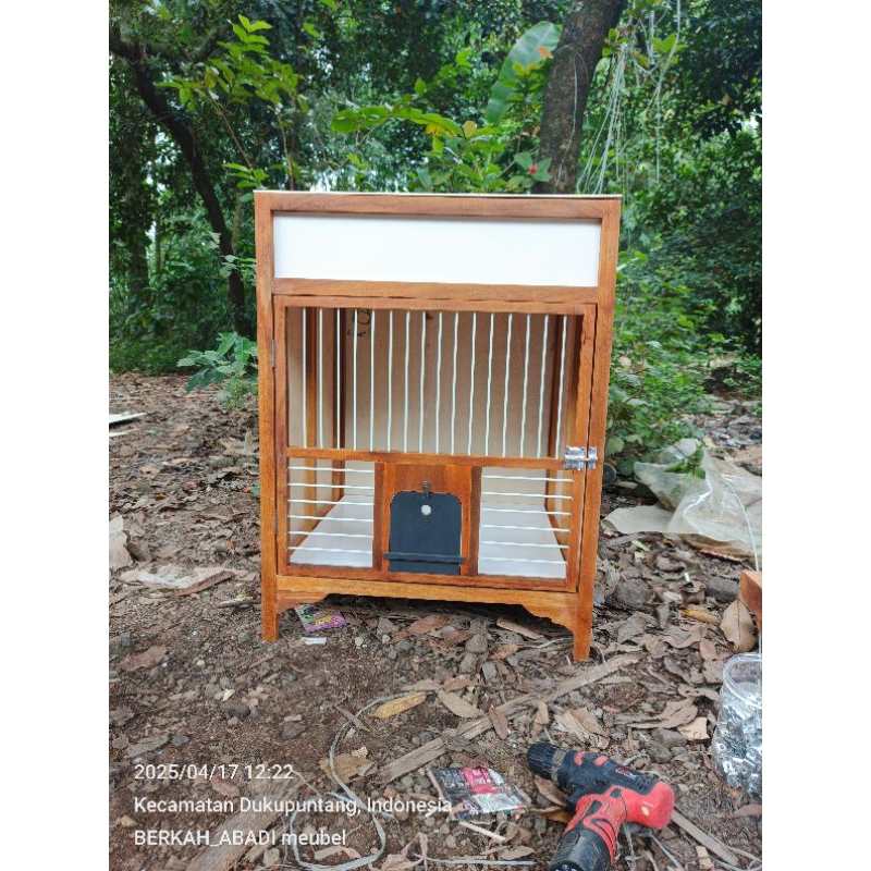 kandang merpati lipat kayu jati ruji fiber 60x60x80