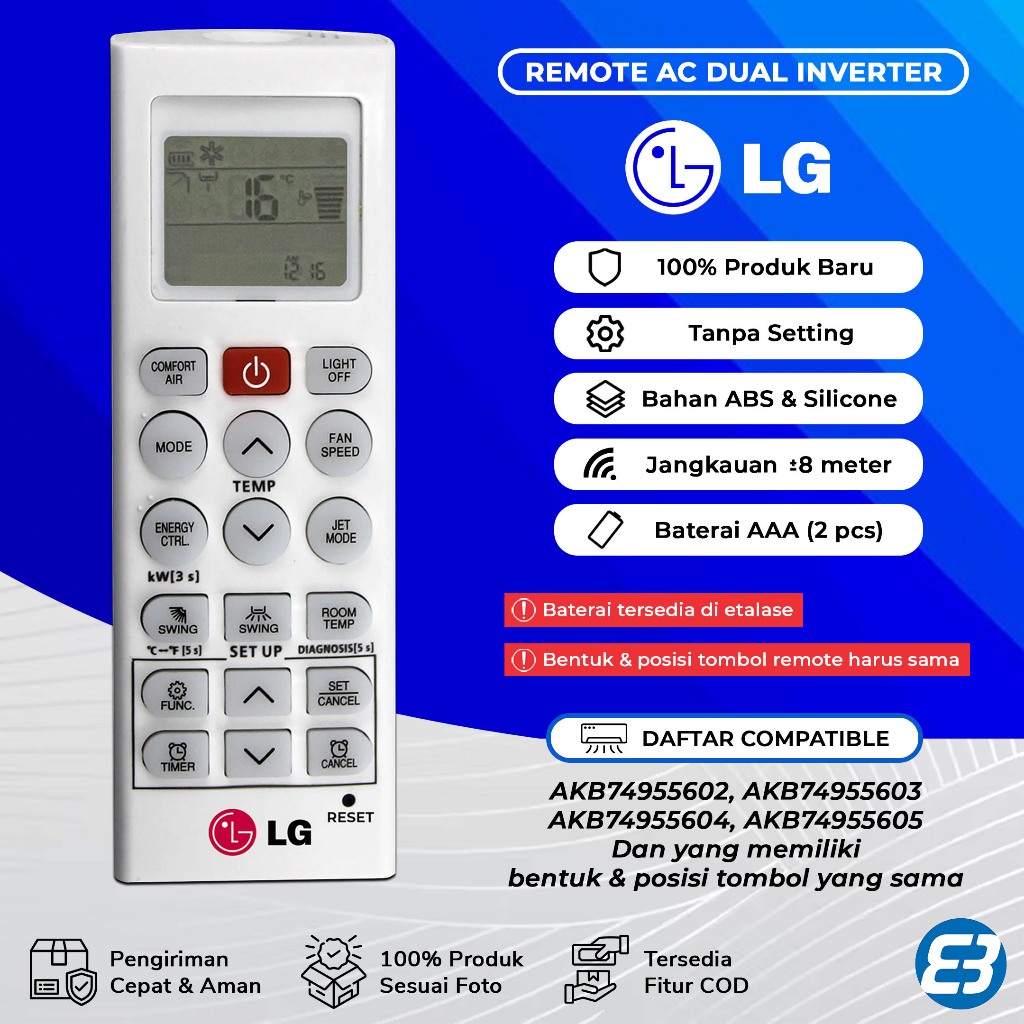 Remote AC LG Dual inverter AKB74955602 AKB74955603 AKB74955604 AKB74955605