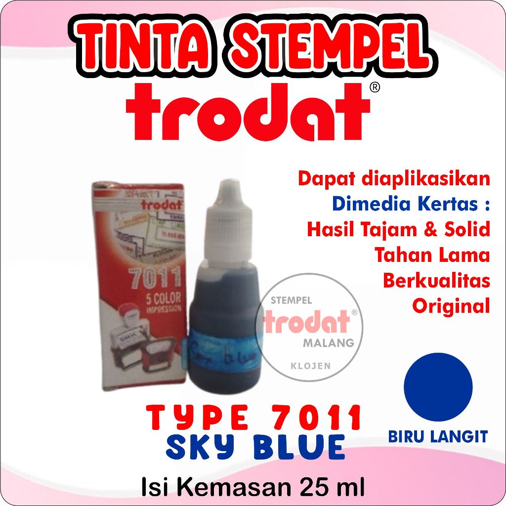 

Tinta Trodat 7011 Sky Blue / Warna biru muda / Refil tinta Trodat Original