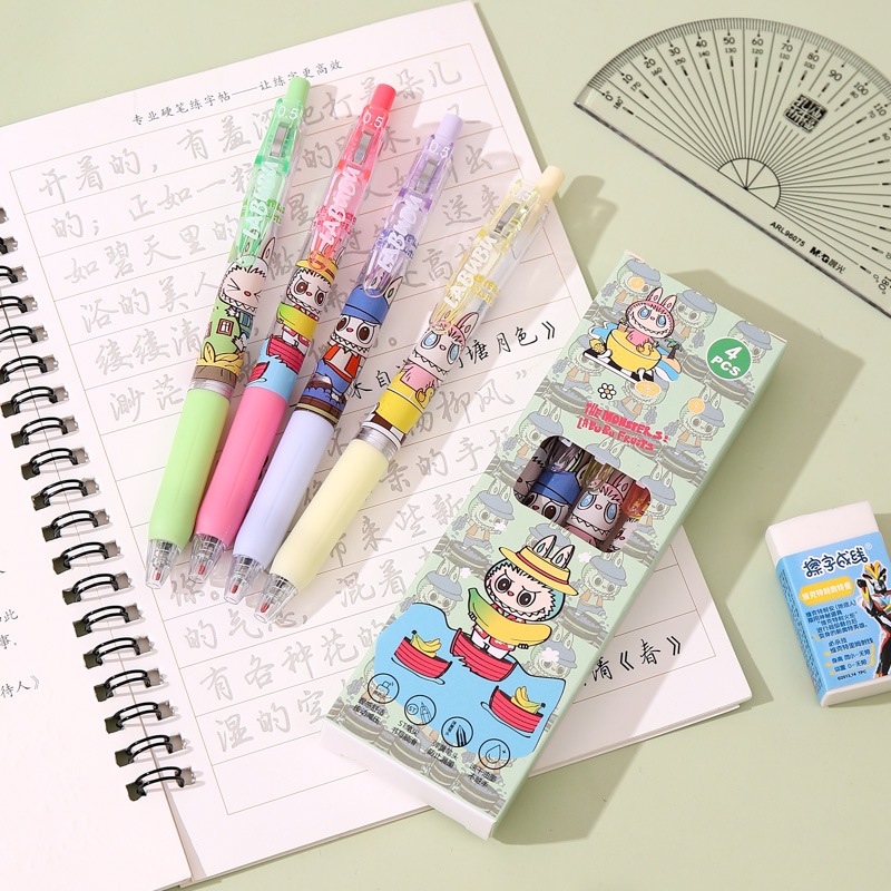 

6PCS PULPEN GEL MEKANIK 0.5MM MOTIF LABUBU / BALLPOINT MEKANIK LABUBU