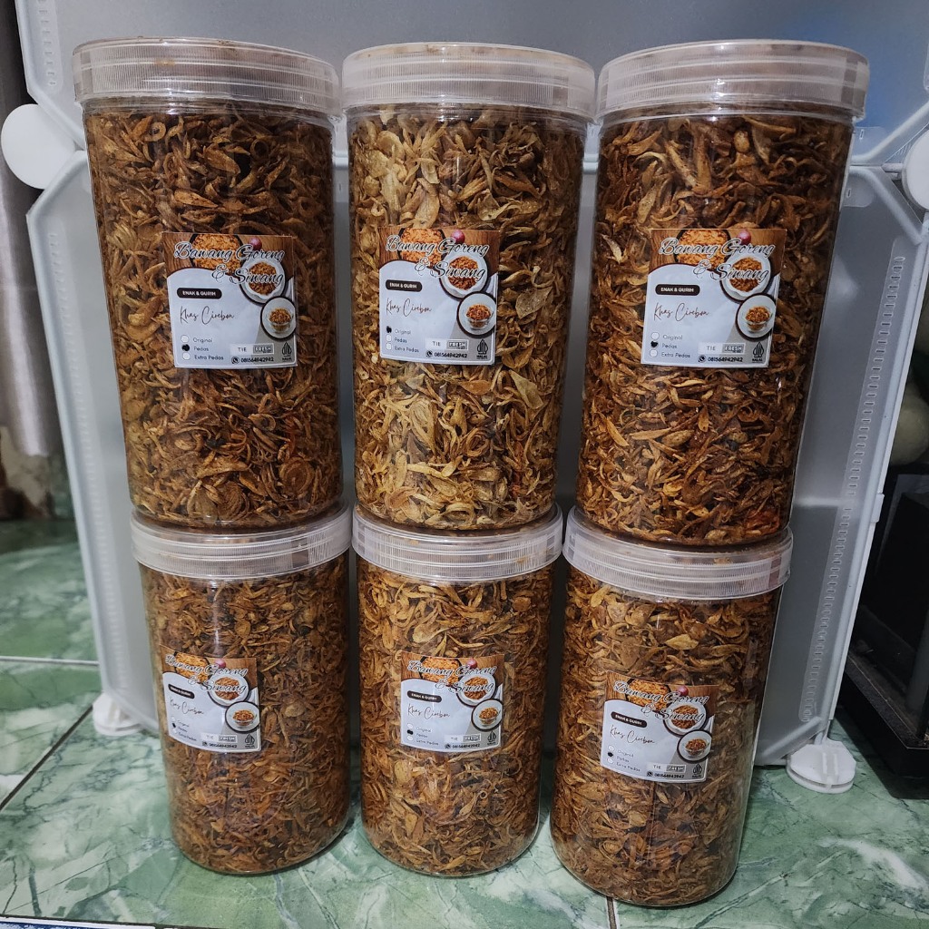

Siwang, Bawang Goreng Terasi Asli Cirebon Toples Plastik 1000 ML