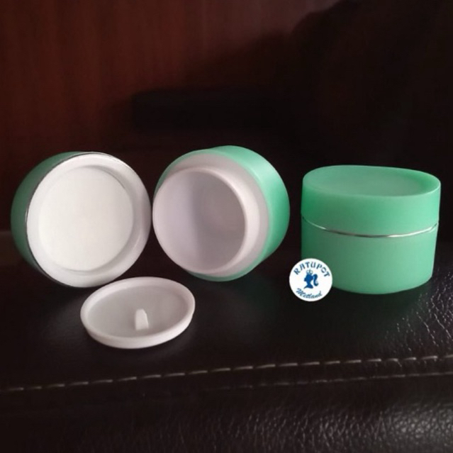 wadah jar pot cream 15 gr pot pp bunga full hijau imprt