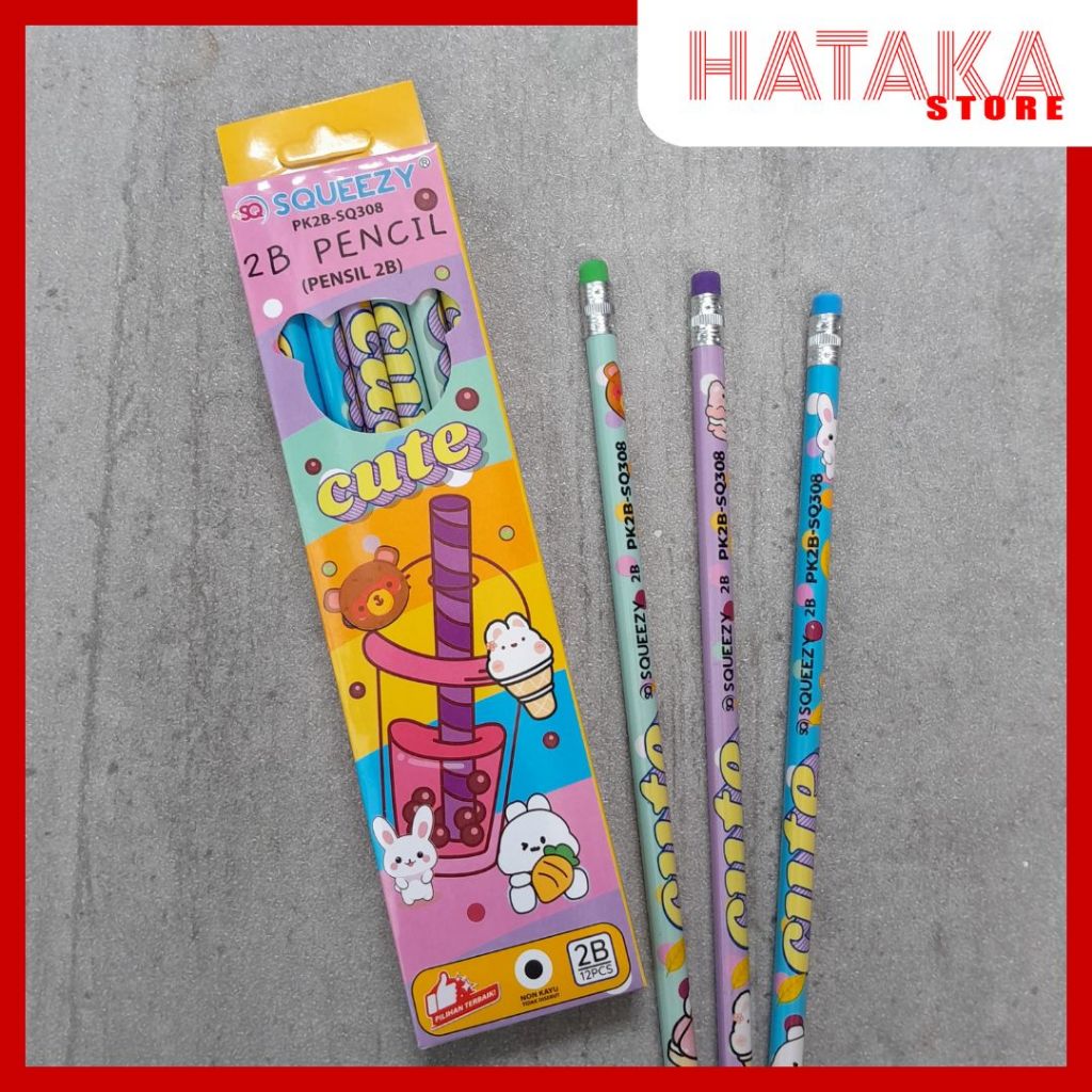 

Pensil 2B Pencil Squeezy Ada Penghapus 1 Pak Isi 12PCs