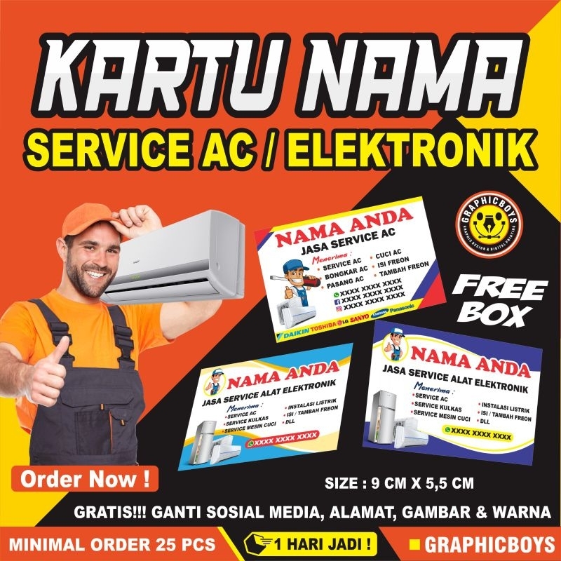 

Kartu Nama Service AC, Cetak Kartu Nama Service Elektronik