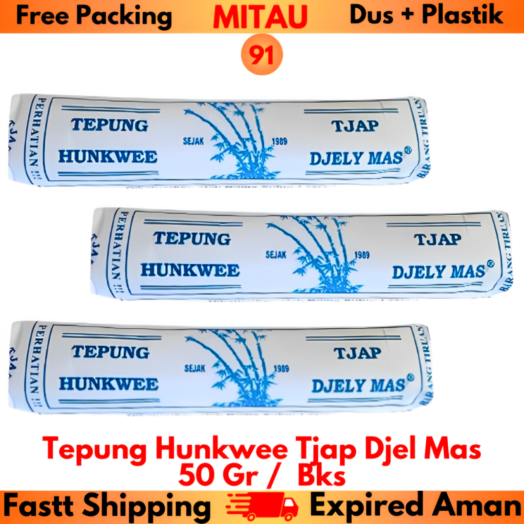 

Tepung Hunkwee Tjap Djel Mas 50 Gr / Bks