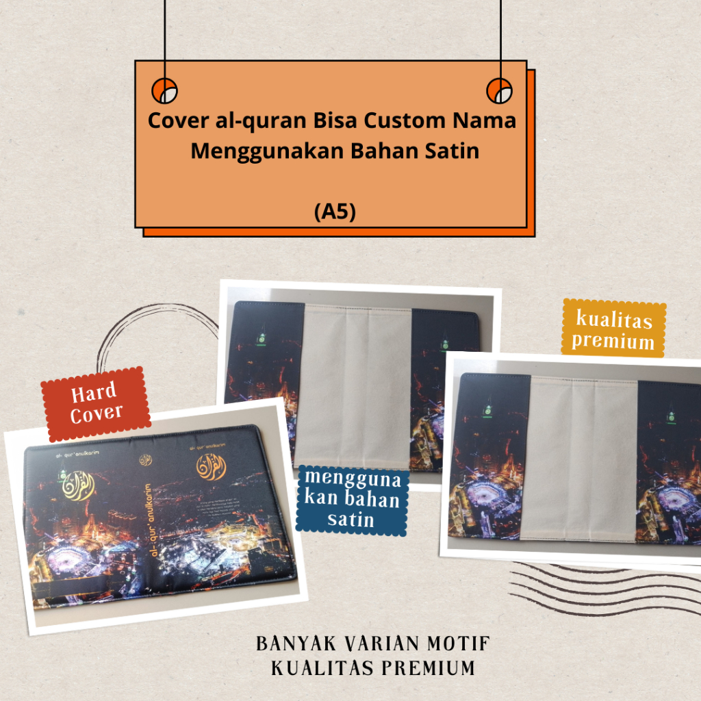 

IB - Cover Al-quran Hanya Cover saja Bisa Custom Pakai Nama tanpa al-quran ukuran A5 Bahan Satin ( Banyak Varian , Lebih Eksulisif Motif Hitam )