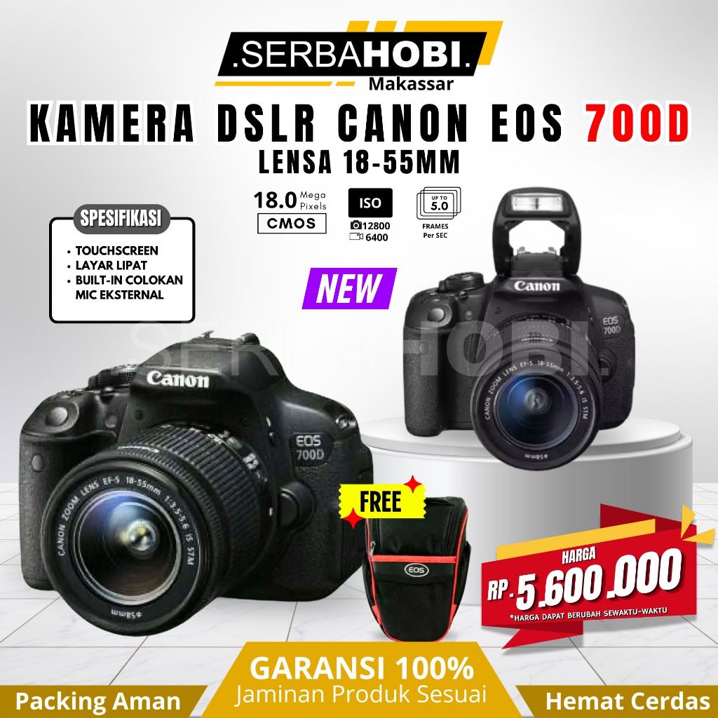 Kamera DSLR Canon 700D Kit 18-55mm AF (Baru) – Handal Buat Kamu yang Ingin Mulai Serius di Fotografi