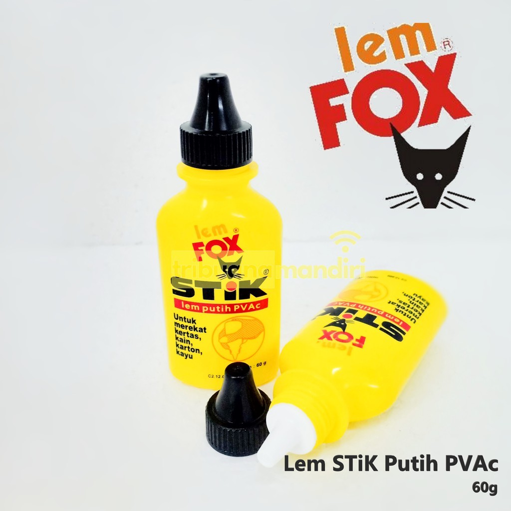 

Lem Fox Stik / Lem Putih / Lem Kertas Putih Merk Fox Botol 60 gram