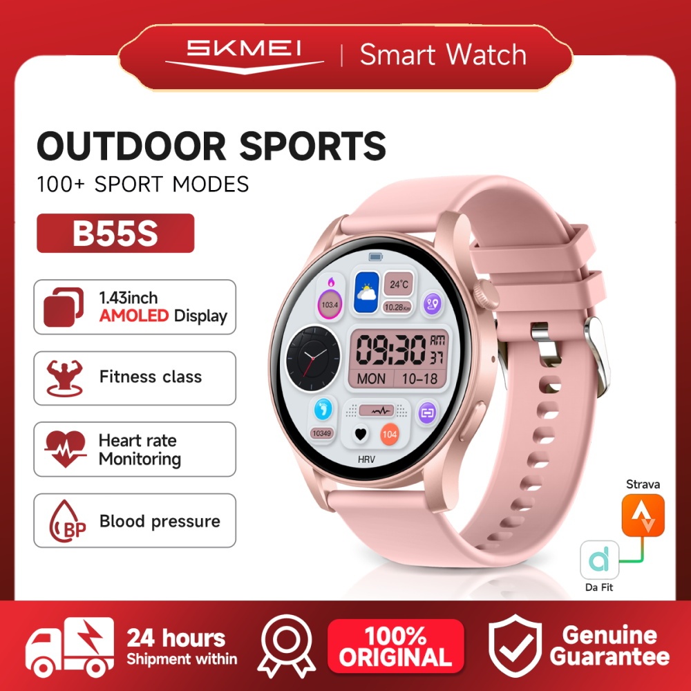 Skmei B55S Smartwatch Support Strava 1.43inci AMOLED Full Touch Screen IP67 Waterproof Sports Fitnes